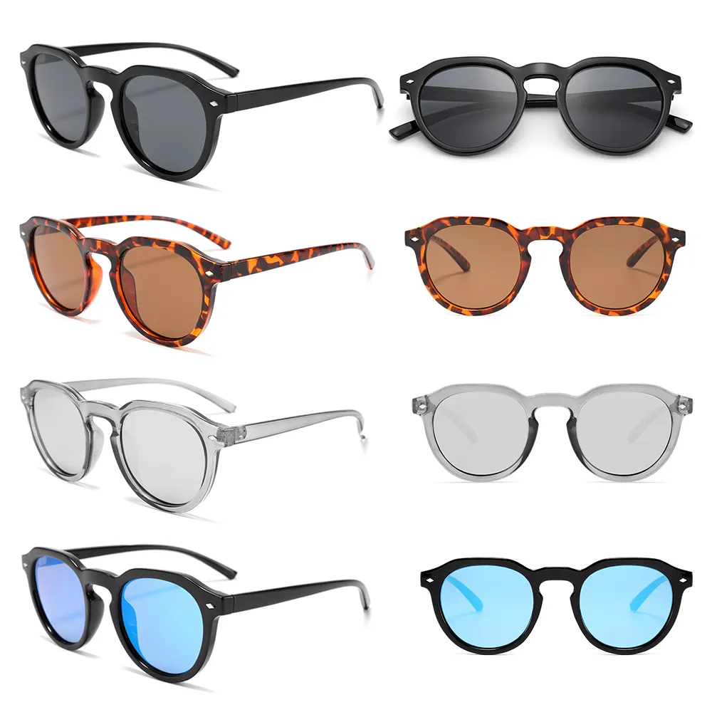 CONCHEN 2023 ucuz toptan sıcak satış güneş gözlüğü özel tasarım klasik tarzı yuvarlak çerçeve güneş gözlüğü kadın erkek