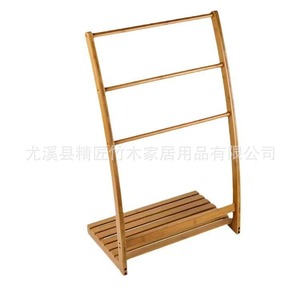 Porte-serviettes en bambou à 3 barres, pliable, sur pied, pour salle de bain et usage domestique - Product Image 4