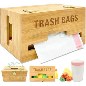 Sac poubelle en bambou porte-sac distributeur de sac poubelle organisateur de distributeur pour cuisine - Product Image 1