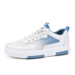 รองเท้ากีฬาสีขาวอเนกประสงค์สำหรับผู้ชาย ดีไซน์ตาข่ายระบายอากาศ รองเท้าผ้าใบสไตล์นักเรียนเรียบง่าย รองเท้าลำลอง - Product Image 1