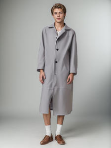 Automne mâle dieu mode tempérament couleur unie coupe ajustée en cuir PU étendu veste en cuir hommes manteau manteau - Product Image 5