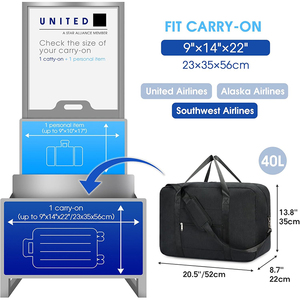 Bolsa de Gimnasio Aprobada por Aerolíneas, Ligera, con Cierre, Bolsa de Viaje con Múltiples Compartimentos, Organizador de Accesorios de Viaje - Product Image 2