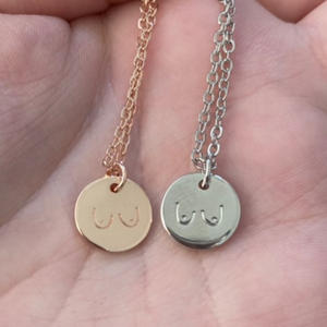 Collar Personalizado <span class=keywords><strong>de</strong></span> Concientización sobre el Cáncer <span class=keywords><strong>de</strong></span> Mama, Collar <span class=keywords><strong>de</strong></span> <span class=keywords><strong>Lactancia</strong></span>, Simple, <span class=keywords><strong>de</strong></span> Acero Inoxidable, con Colgante <span class=keywords><strong>de</strong></span> Disco con Grabado <span class=keywords><strong>de</strong></span> Senos, para Mujer - Product Image 4