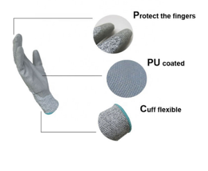 Găng Tay An Toàn Xây Dựng Găng Tay An Toàn Chống Cắt Phủ PU Bên Trong HPPE EN 388 Cấp 5 - Product Image 4
