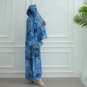 Set Abaya Chiffon Loriya Terbuka Depan (2 Potong) - Sheila Senada, Cetak Digital, Bahan Bernapas untuk Pakaian Islami Sehari-hari Musim Panas (EN71/CE) - Product Image 5