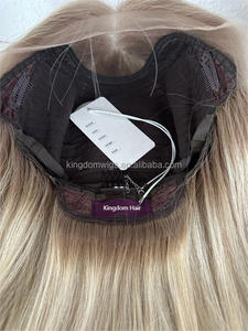 Thin <strong>Blonde</strong> Balayage Color Virgin European Hair Lace Top Jewish Wig Glueless Lace Front Wig With Silk Liner for Women Hair Loss