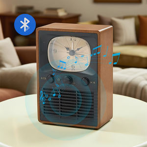 新しい家の部屋のベッドサイドクォーツアナログ子供ラジオ<span class=keywords><strong>Fm</strong></span>ロゴキューブレトロブラックマルチ12時間ミニプラスチッククラシック時計目覚ましテーブル - Product Image 2