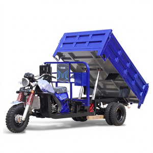 Tricycle électrique bleu motorisé avec benne basculante pour transport lourd - Product Image 1