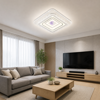 Plafonnier LED Tendance Carré Effet Plumes Superposées Bordure Cristalline 3000K 4500K 6000K pour Salon Chambre Maison