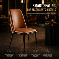 Silla de Comedor Moderna de Lujo para Restaurante, Tapizada en Cuero PU Ergonómico, Patas de Metal, Silla Comercial para Hotel y Banquetes