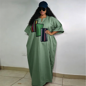 Robe rayée ample à col en V style africain Yuhong, nouvelle collection été 2026, <span class=keywords><strong>grande</strong></span> <span class=keywords><strong>taille</strong></span>, <span class=keywords><strong>vêtements</strong></span> pour femmes euro-américaines - Product Image 5