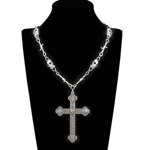 Collar con Colgante de Cruz, Aleación de Zinc, Diseño Gótico, Joyería para Fiestas, Forma Geométrica, Amuleto de Calavera, Cadenas de Moda, Collares - Product Image 2