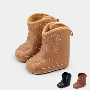 Autunno Cowboy Rider ricamo cartone animato a metà polpaccio <span class=keywords><strong>stivaletti</strong></span> 0-12 mesi termico invernale chiusura calza alla moda stivali bambino - Product Image 2