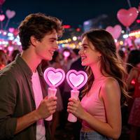Bâton lumineux LED rose portable de 8,6 pouces en forme de cœur néon clignotant, idéal pour concerts, événements, Saint-Valentin, jouet de fête, conforme ASTM F963