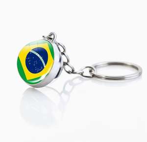 Porte-clés <span class=keywords><strong>et</strong></span> pendentif de sac en verre avec fleur en cristal, motif drapeau du Pérou, souvenir de <span class=keywords><strong>voyage</strong></span> - Product Image 2