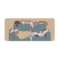 Tapis de bureau en caoutchouc rectangulaire extra large antidérapant avec bords renforcés, motif chat de dessin animé, technique de compression, pour cybercafé