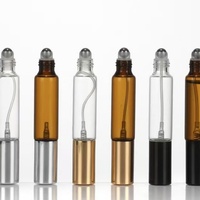 Flacon de parfum roll-on 2-en-1 unique pour huile corporelle, double embout vide avec bouchon en caoutchouc, emballage en verre ambré transparent sérigraphié