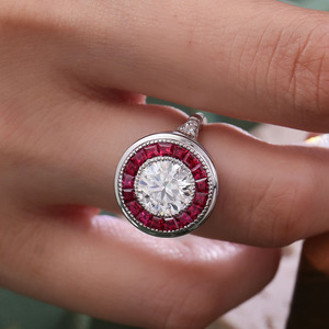 Vòng rực rỡ cắt Màu Đỏ IGI chứng nhận kim cương 18K 14k 10K vàng trắng đồ trang sức mỹ nhẫn thiết kế mới handmade nhẫn cho phụ nữ người đàn ông - Product Image 3