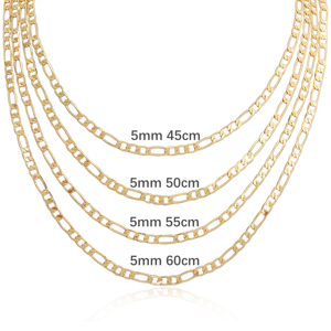 फैक्टरी बेच 5MM 18 20 22 24 inch14k joyeria डे ऑरो laminado इतालवी फिगारो लिंक चेन हार महिलाओं लड़कियों पुरुषों लड़कों - Product Image 1