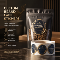 Étiquettes personnalisées holographiques pour pots d'avoine instantanée - Autocollants en vinyle imperméables pour le branding de céréales, de petit-déjeuner et d'aliments sains