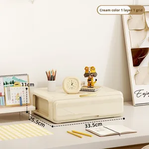 Cajón de Almacenamiento Apilable Minimalista <span class=keywords><strong>para</strong></span> Escritorio, Organizador de Oficina Modular de Plástico y Caja de Cosméticos <span class=keywords><strong>para</strong></span> Dormitorio Estudiantil - Product Image 4