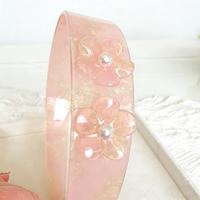 Serre-tête large en acétate Fanxing avec décor floral perlé, élégant bandeau floral pour cheveux, accessoires de mode quotidiens pour femmes, vente en gros