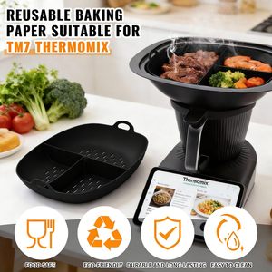 Papier sulfurisé permanent pour <span class=keywords><strong>Thermomix</strong></span> TM7, papier cuisson réutilisable en silicone de haute qualité, résistant à la chaleur et antiadhésif - Product Image 2