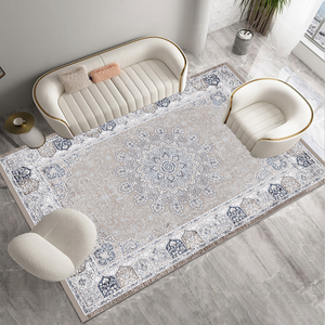 Tapis persans et turcs beiges bon marché du fournisseur d'usine, imprimés en 3D, en polyester, fabriqués à la machine, à motifs floraux, pour la maison, la prière et le salon - Product Image 2