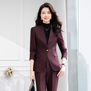 Women's Suit Set Polyester Worsted Full Sleeve Autumn Anti-Wrinkle Office Lady Professional Slim Fit - Product Image 1