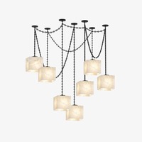 Lustre suspendu en cube d'albâtre artistique pour salle à manger, îlot de cuisine, prix d'usine en gros