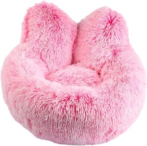 Lit pour chat en peluche solide conception d'oreille de chat antidérapant hiver temps froid grotte pour animaux de compagnie confortable lavable nid de chat pour chatons Anulely - Product Image 6