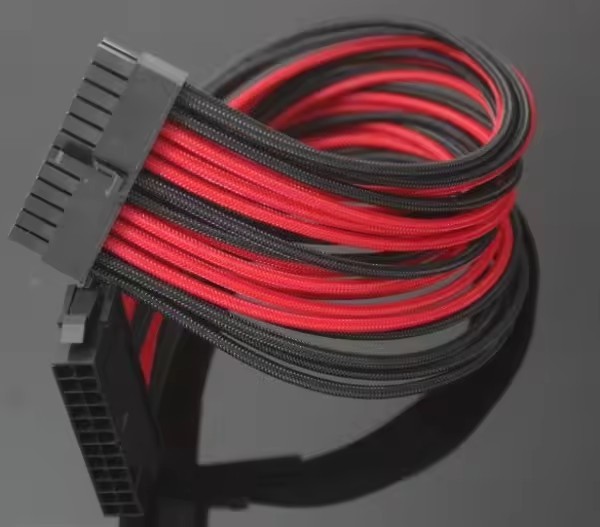 30cm Motherboard ATX 24pin male to female Power Supply Extension Cable 18AWG Flexible Silicone Wire with Nylon Sleeved
