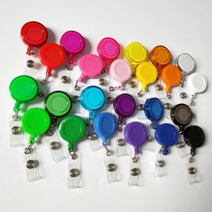 X57 ABS Plastic Round Office Supplies Medical Name Id Card Retractable <b>Badge</b> Reels Holder With <b>Clips</b> - Product Image 2