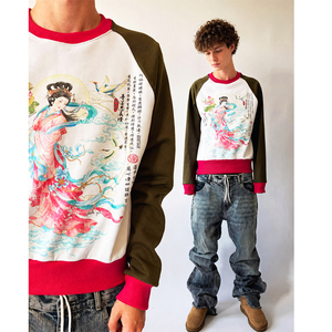 Custom Manufacturer <b>Patchwork</b> Dtg Print Graphic Crewneck Sweatshirt Thick Fleece Heavy Weight Oversized Long Sleeve <b>Shirts</b> - Product Image 3