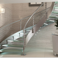 PRIMA Fabrikherstellung Moderne Laminierte Glas-Stufen Maßgefertigte Gebogene Treppe für Villen