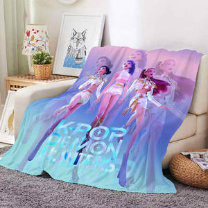 Vente chaude HUNTRIX Girl K POP Kpop Demon Hunters Motif Couverture Impression Personnalisée Polaire Flanelle Jeter Couvertures - Product Image 2