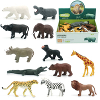 Boîte de présentation Pack de 12 pièces 5/6/8 pouces PVC Tigre Hippopotame Lion Éléphant Panda Zèbre Modèle creux Jouet en plastique Animal de la jungle