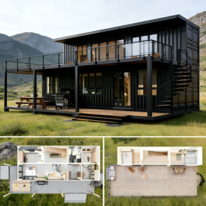 Casa Contenedor Prefabricada Moderna de 1 o 2 Dormitorios, Mini Casa con Cocina, Cabaña Modular de Lujo - Product Image 1