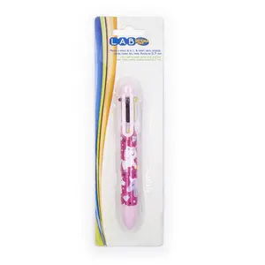 unicorn design 0.7mm 6 colors pen multi color ballpoint 6 in 1 pen with customized printing on barrel for gifts
