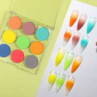 Newby 9 pièces/ensemble Poudre à ongles magique effet miroir pigmentée dégradée, mélange de couleurs, excellent effet d'art des ongles pour la décoration des ongles en DIY