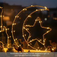 Lumières de fenêtre LED Eid Ramadan Mubarak, Décorations suspendues en fer forgé en forme de lune et de mosquée pour la maison et les fêtes du Ramadan