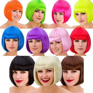 Perruque de fête <span class=keywords><strong>disco</strong></span> pour femmes et filles, déguisement d'Halloween, accessoires de fête de bachelorette, <span class=keywords><strong>perruques</strong></span> courtes bob colorées néon - Product Image 1
