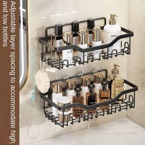 رفوف زاوية لاصقة للحمام من الشركة المصنعة، 5 قطع، مقاومة للصدأ، من الفولاذ الكربوني، منظم للحمام، حامل شامبو - Product Image 3