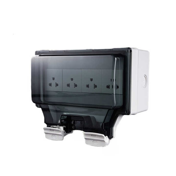 USA Outdoor IP66 Waterproof Socket Box 4 Position Exposed Wall Socket 4 ...