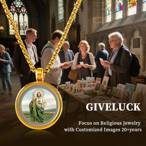 GIVELUCK hıristiyan 3D el-boyalı aziz Jude Thaddaeus Tsatsa kolye 18K altın kaplama paslanmaz çelik Medal madalya kolye - Product Image 6