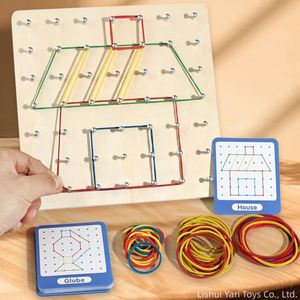 Juego de Mesa Geométrico 2 en 1 para Habilidades Motoras Finas, Juguete Educativo para Niños con Tarjetas de Patrones y Bandas Elásticas para Figuras y Formas - Product Image 3