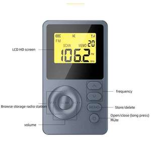 Radio de Bolsillo AM FM con Pantalla LCD Digital, Recargable, Escaneo Automático de Canales, Memoria, Receptor de Transmisión Estéreo Portátil con Auriculares - Product Image 3