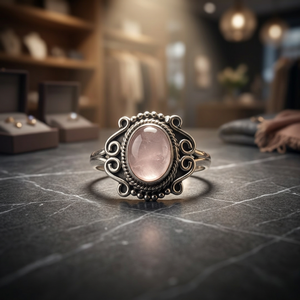 Natural Rose Quartz Stone Oval Shape <b>Ring</b> Wholesale Gemstone Fine Jewelry <b>Ring</b> <b>925</b> Solid Sterling <b>Silver</b> <b>Ring</b> - Product Image 1