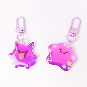 Custom Double-Sided UV Printed Epoxy Acrylic Phone Keychain Glitter Powder Plastic Anime Style Phone Charm <b>Cartoon</b> Metal Pendant - Product Image 5
