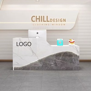 Mostrador de Recepción Personalizable Moderno para Hotel, Salón o Tienda, Color Blanco, con Logotipo Gratuito - Product Image 2